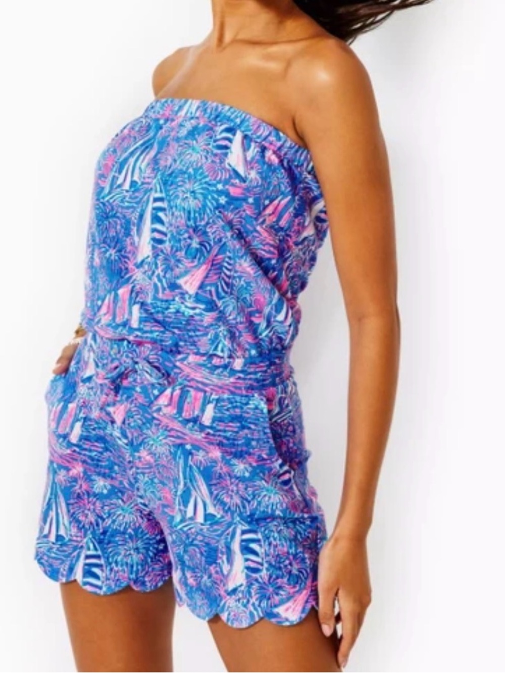 Lilly Pulitzer Jace Strapless Romper Boca Blue